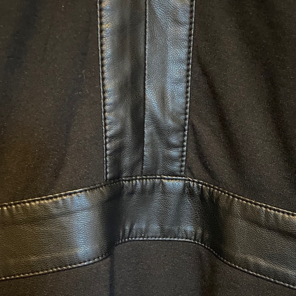 Talbots Black Faux Leather Trim Ponte Dress Size 10 Petite - Picture 5 of 8